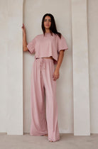   Bumpsuit Maternity Loungewear The Cloud Slim Drawstring Pant in Dusty Rose