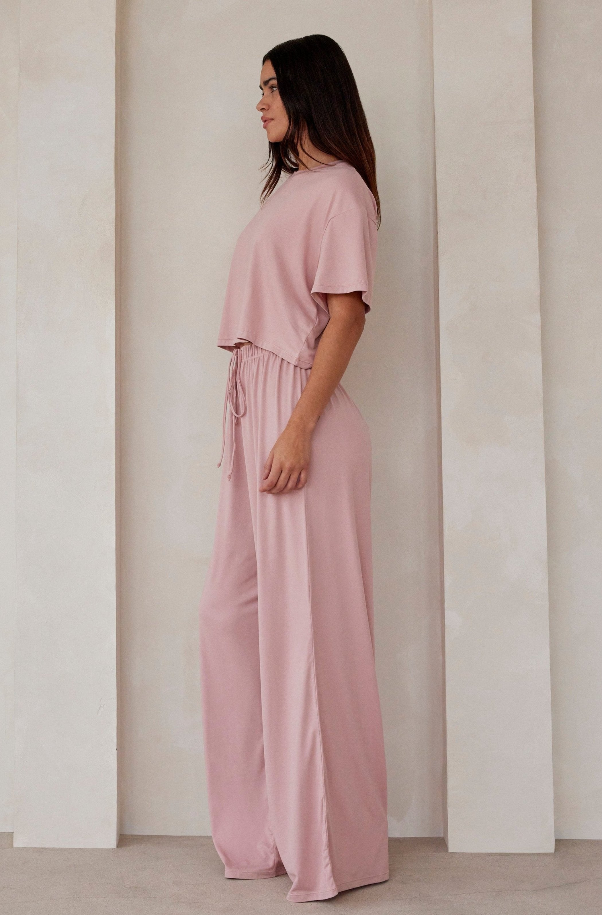   Bumpsuit Maternity Loungewear The Cloud Slim Drawstring Pant in Dusty Rose