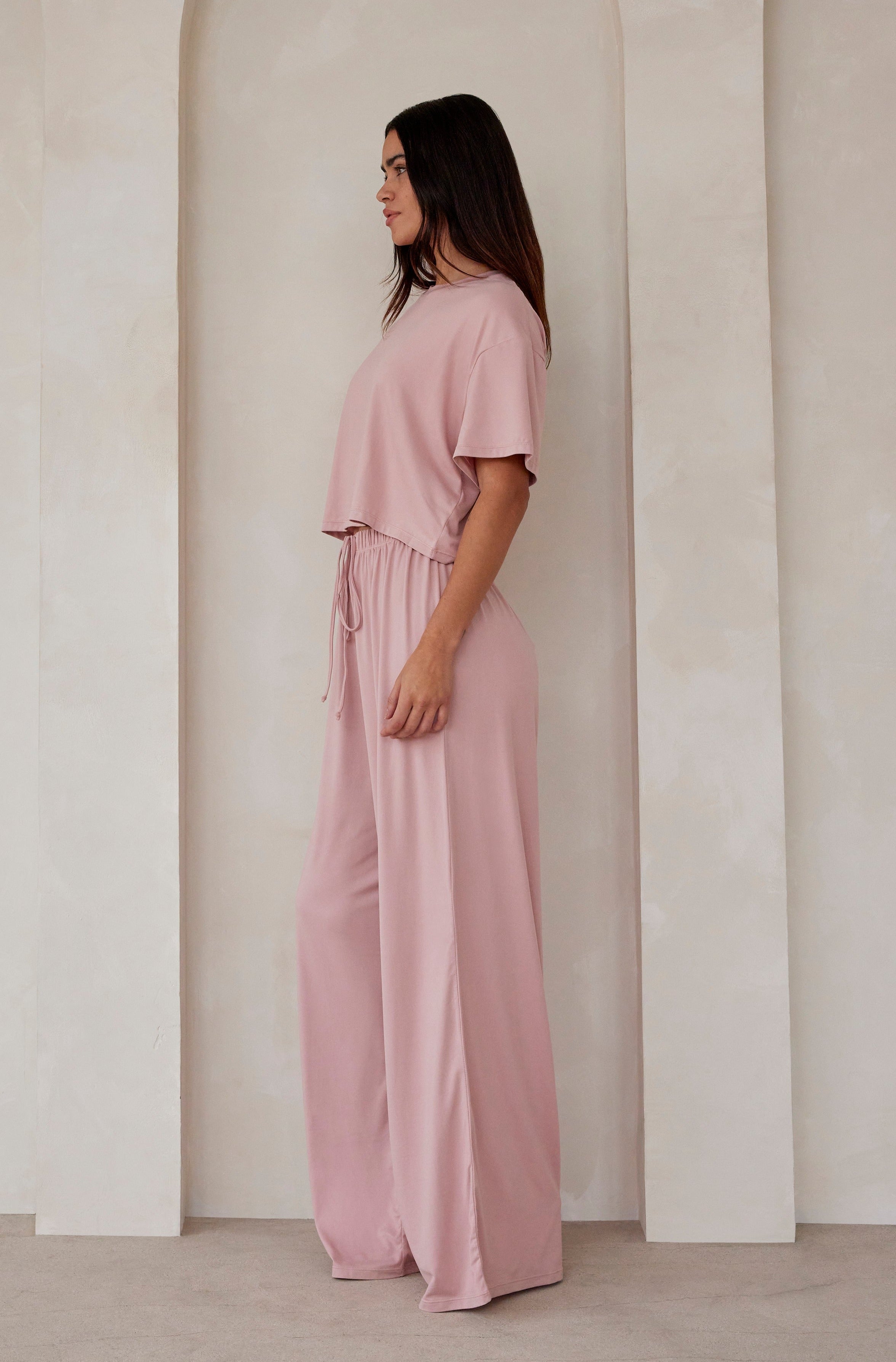   Bumpsuit Maternity Loungewear The Cloud Slim Drawstring Pant in Dusty Rose