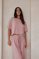   Bumpsuit Maternity Loungewear The Cloud Slim Drawstring Pant in Dusty Rose