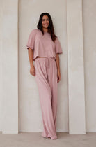   Bumpsuit Maternity Loungewear The Cloud Slim Drawstring Pant in Dusty Rose