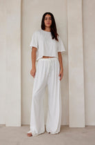  Bumpsuit Maternity Loungewear The Cloud Slim Drawstring Pant in Ivory