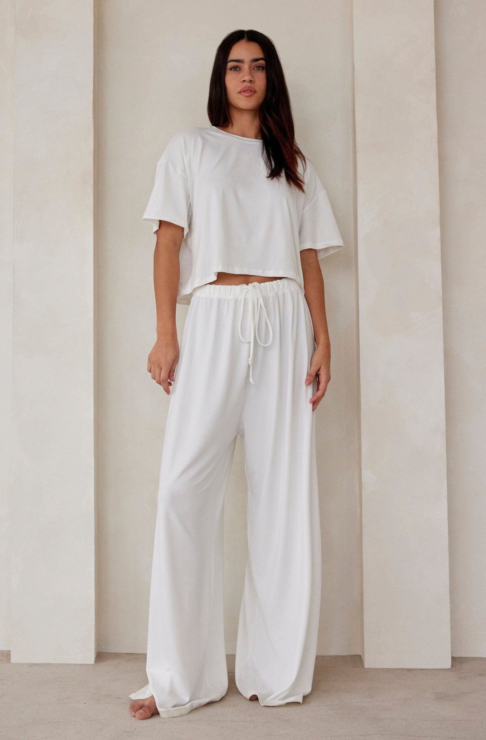  Bumpsuit Maternity Loungewear The Cloud Slim Drawstring Pant in Ivory