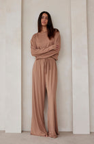 Bumpsuit Maternity Loungewear The Cloud Slim Drawstring Pant in latte