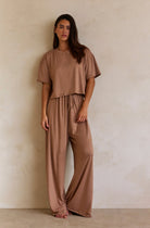   Bumpsuit Maternity Loungewear The Cloud Slim Drawstring Pant in Latte