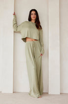 Bumpsuit Maternity Loungewear The Cloud Slim Drawstring Pant in moss