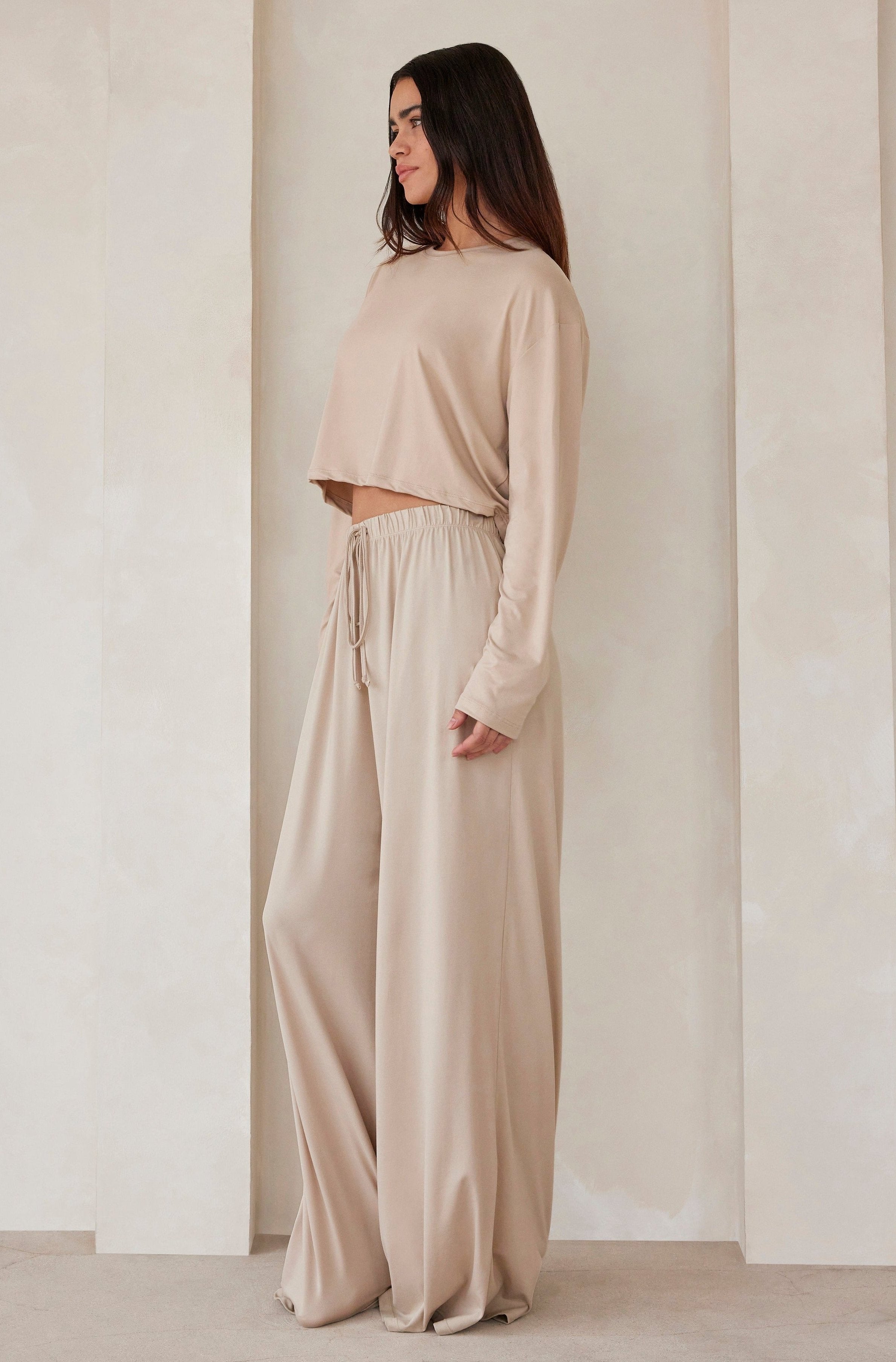 Bumpsuit Maternity Loungewear The Cloud Slim Drawstring Pant in oat