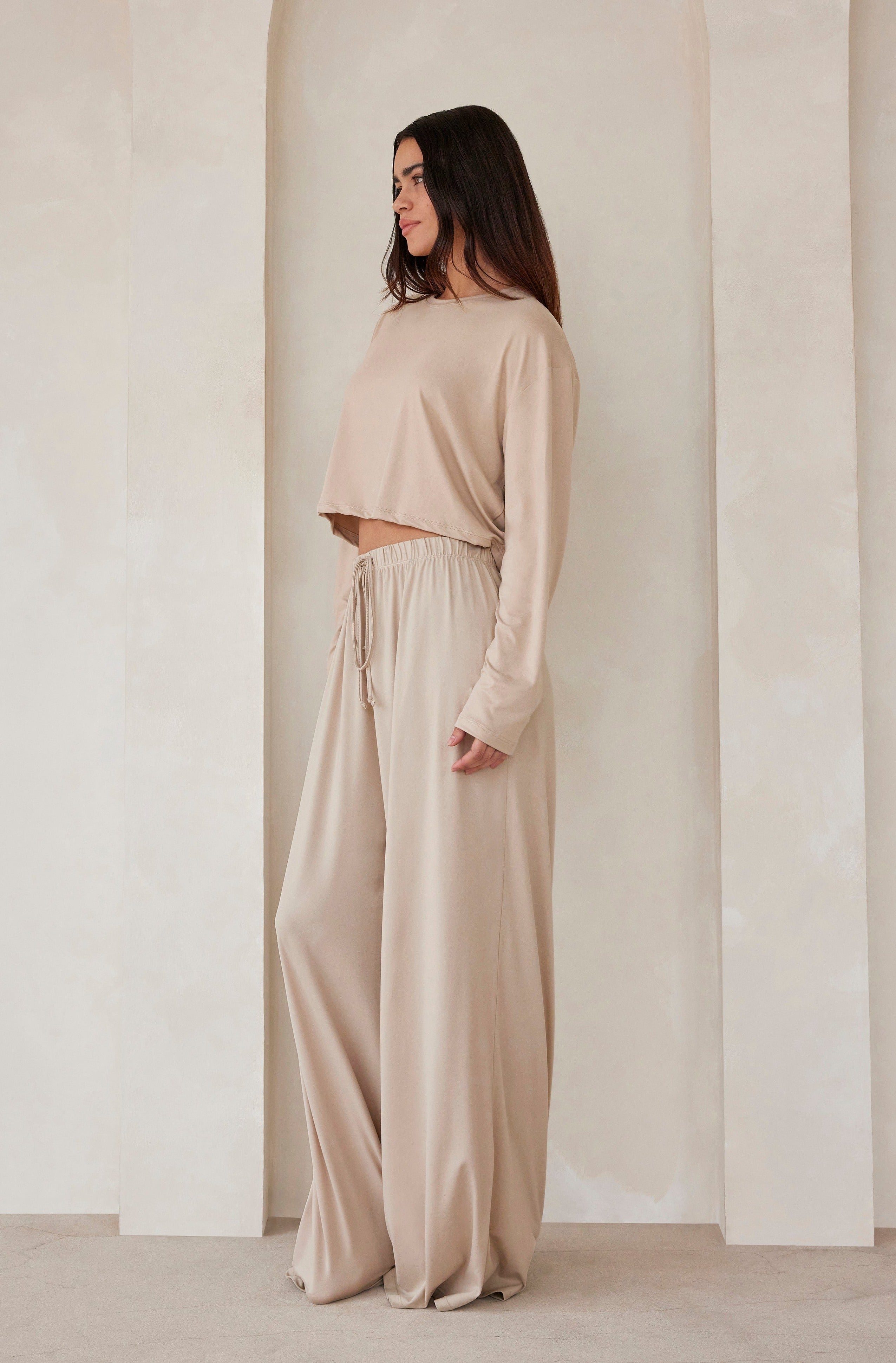 Bumpsuit Maternity Loungewear The Cloud Slim Drawstring Pant in oat