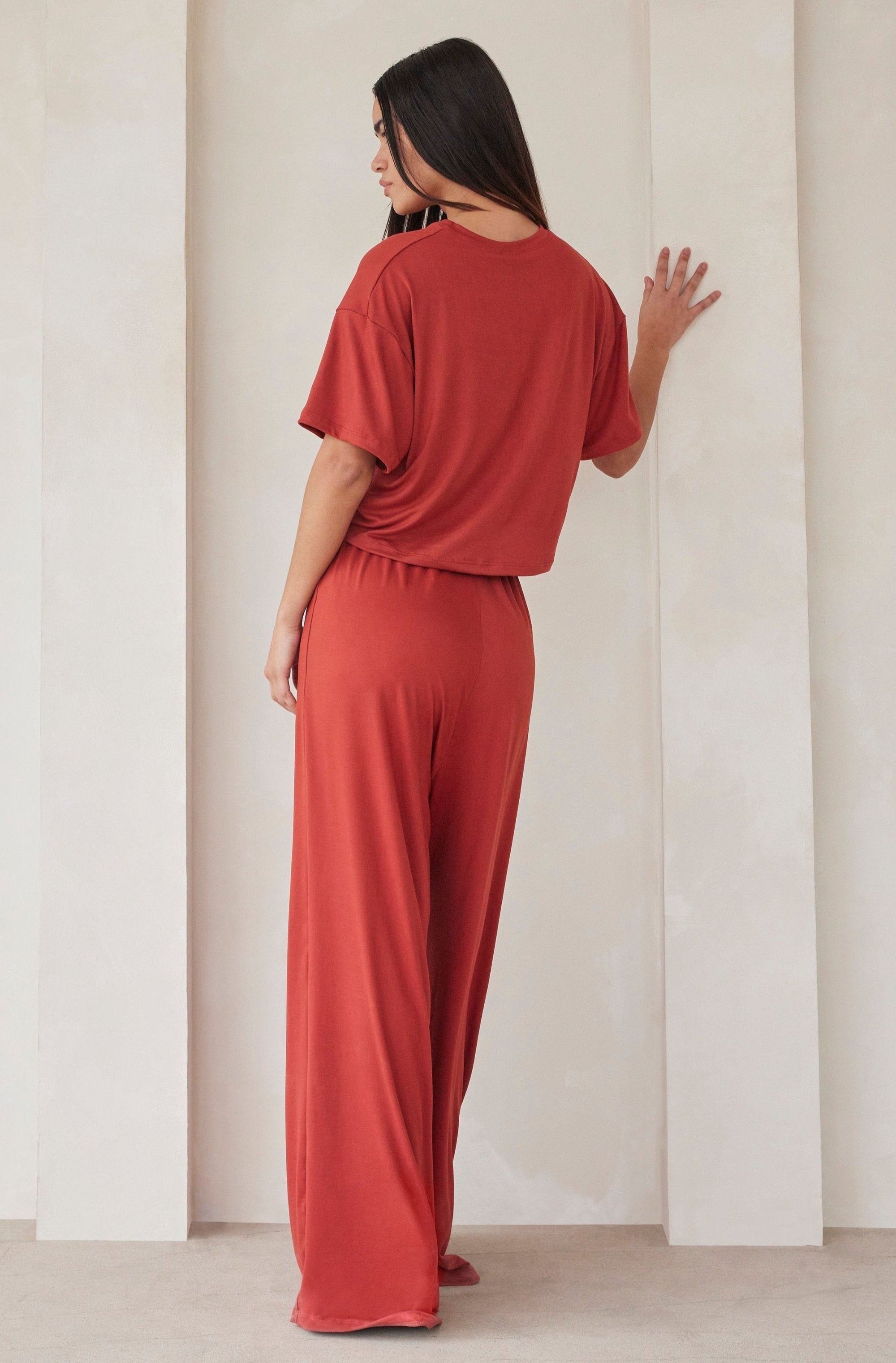   Bumpsuit Maternity Loungewear The Cloud Slim Drawstring Pant in Rust