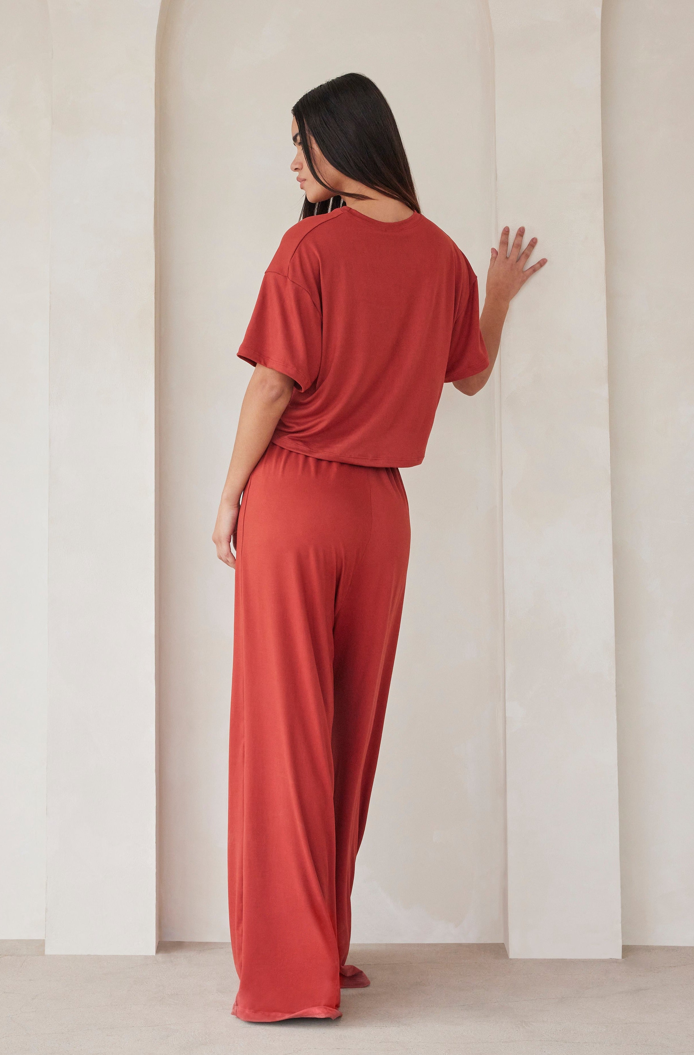   Bumpsuit Maternity Loungewear The Cloud Slim Drawstring Pant in Rust