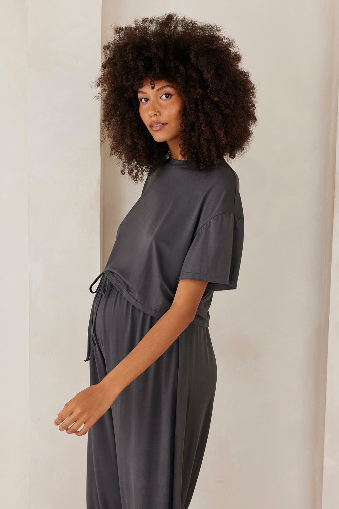 Bumpsuit Maternity Loungewear The Cloud Slim Drawstring Pant in Slate