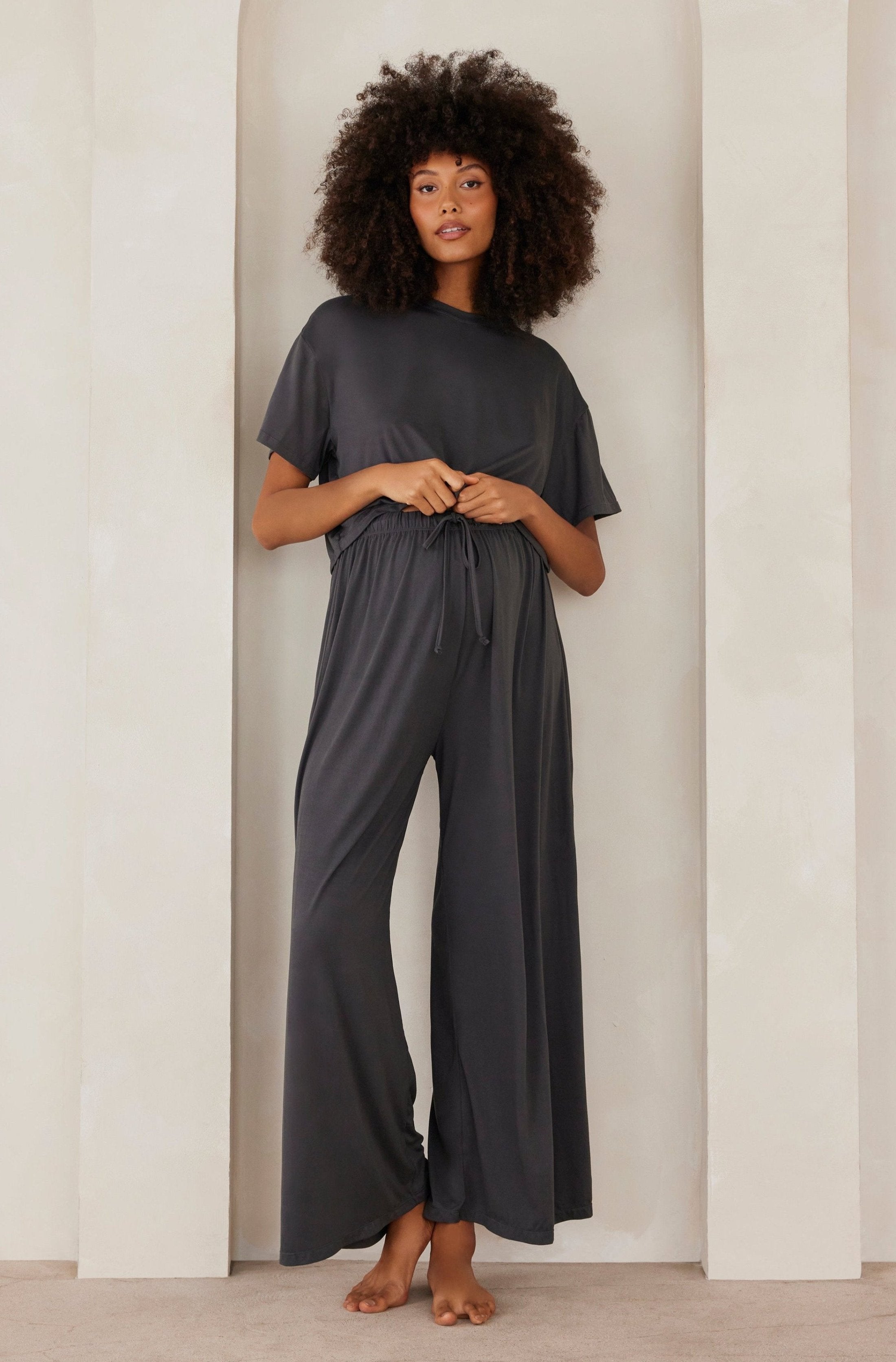 Bumpsuit Maternity Loungewear The Cloud Slim Drawstring Pant in Slate