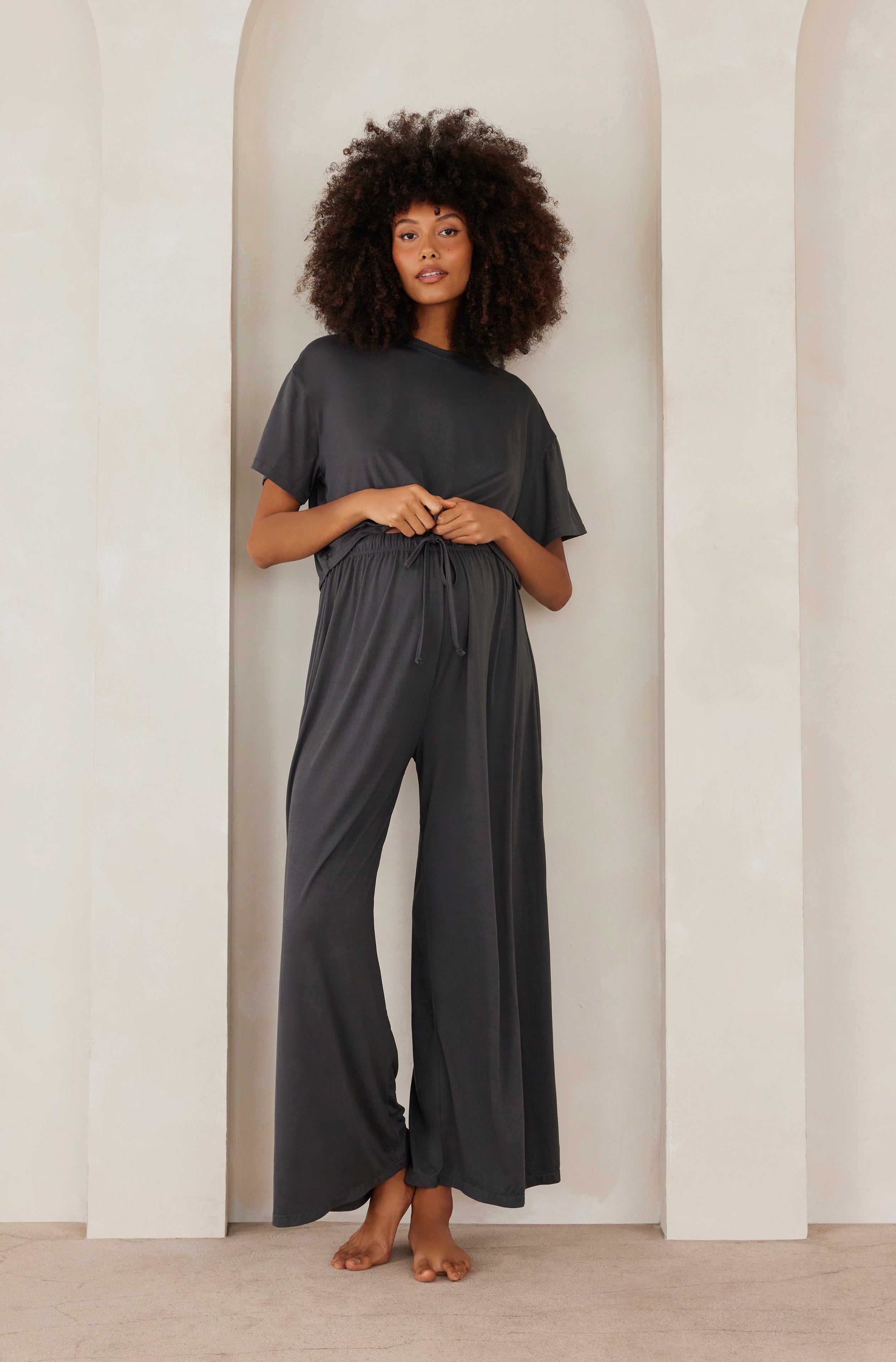 Bumpsuit Maternity Loungewear The Cloud Slim Drawstring Pant in Slate