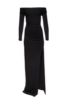 bumpsuit maternity the off the shoulder evening dress in black