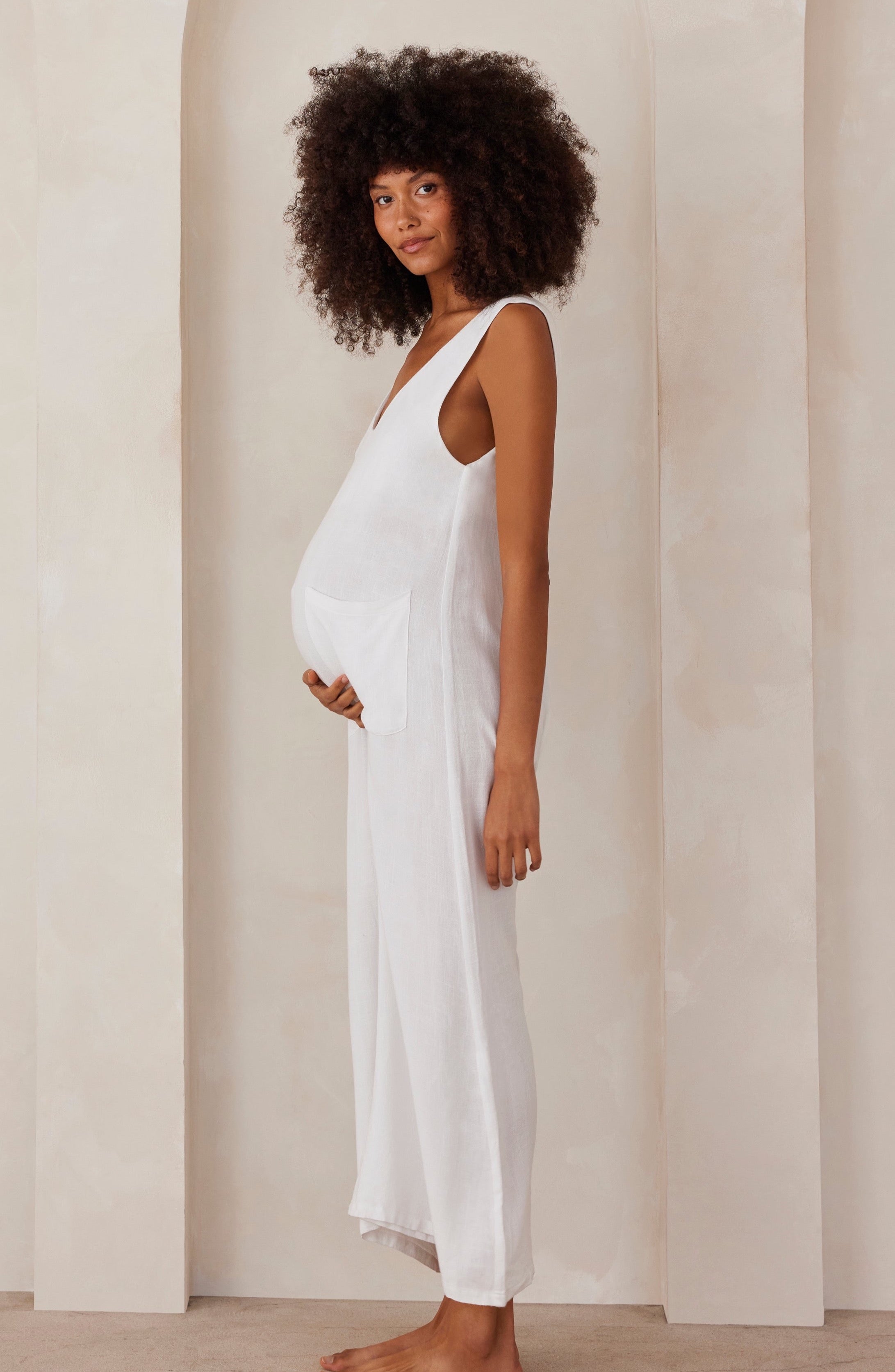 Bumpsuit maternity oversized linen jumpsuit in white