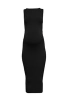 Bumpsuit Maternity Sculpting Rib Boat Neck Midi Dress in Black