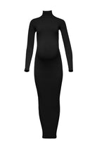 Bumpsuit maternity sculpting rib long sleeve turtleneck maxi dress in black