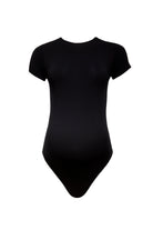 Bumpsuit Maternity Seamless Baby Tee Thong Bodysuit in Black