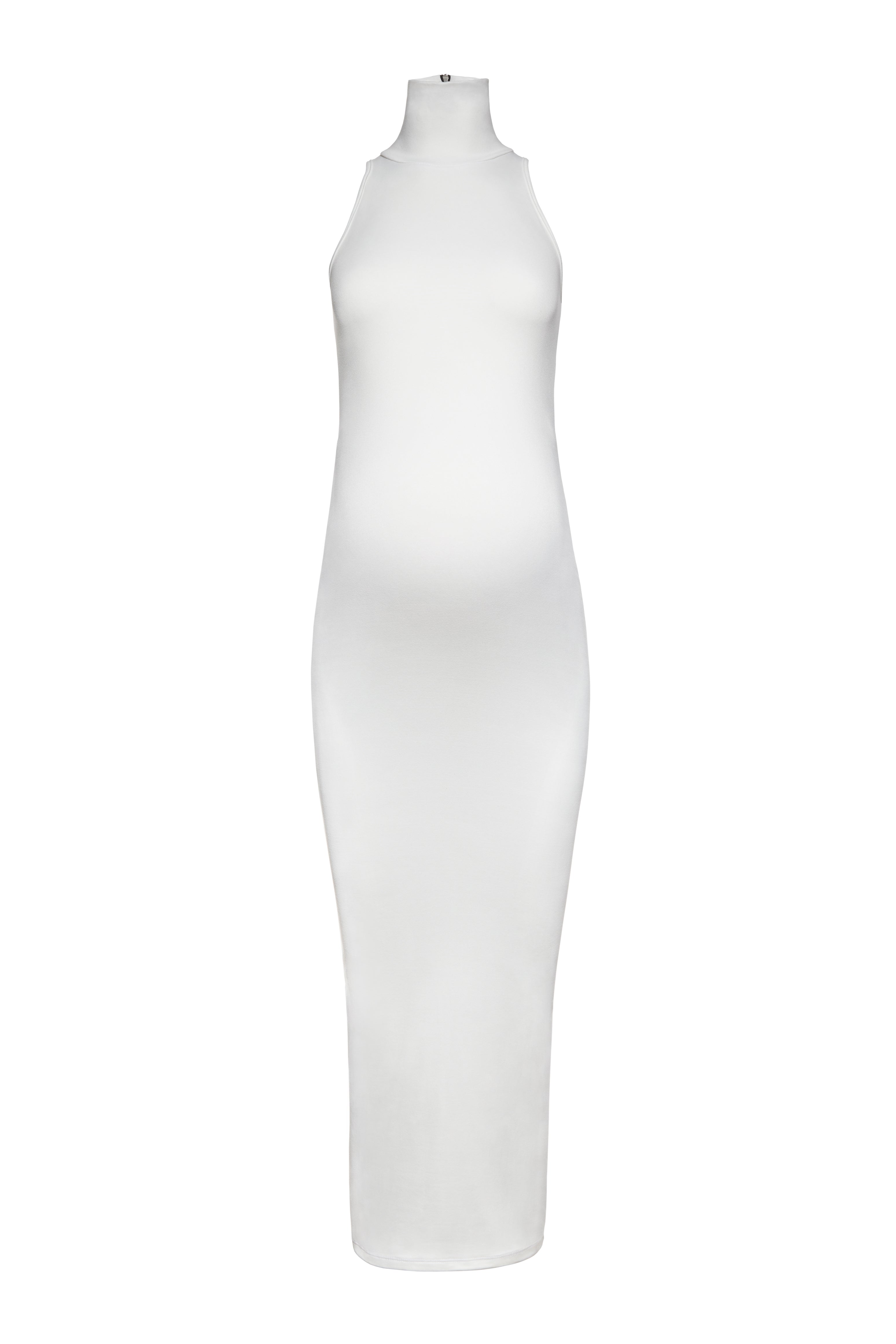 The Serena Turtleneck Maternity Sleeveless Midi Dress in Ivory