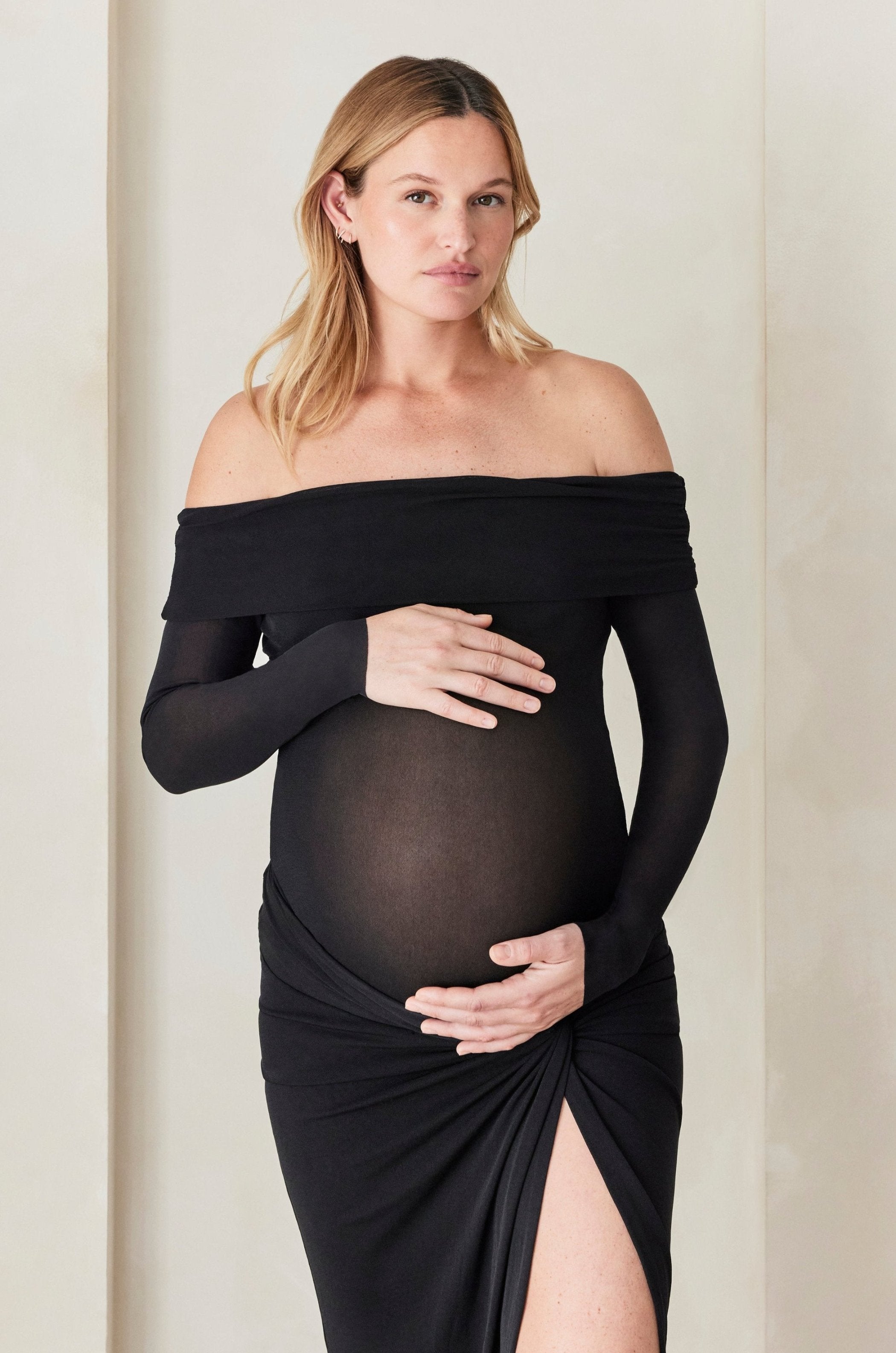 Bumpsuit Maternity Soft Mesh Top and Skirt in Black