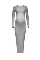 Bumpsuit maternity soft rib maxi long sleeve dress in heather grey