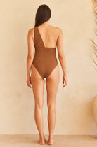 Bumpsuit Maternity Swimwear the jagger one shoulder nursing friendly one piece swimsuit in chestnut