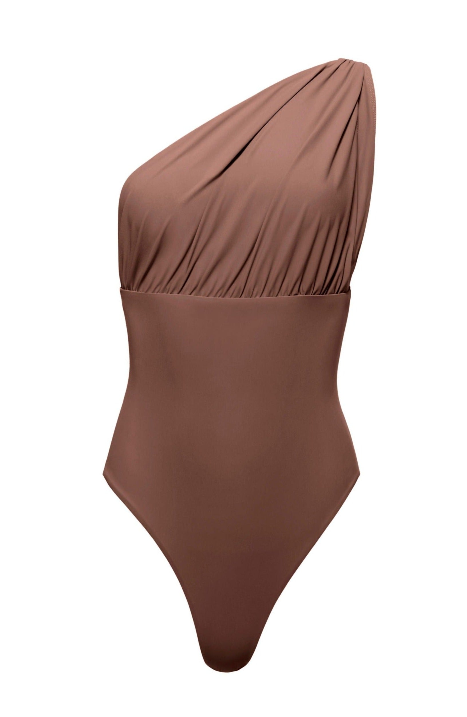 Bumpsuit Maternity Swimwear the jagger one shoulder nursing friendly one piece swimsuit in chestnut