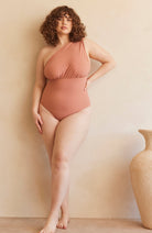 Bumpsuit Maternity Swimwear the jagger one shoulder nursing friendly one piece swimsuit in dusty rose