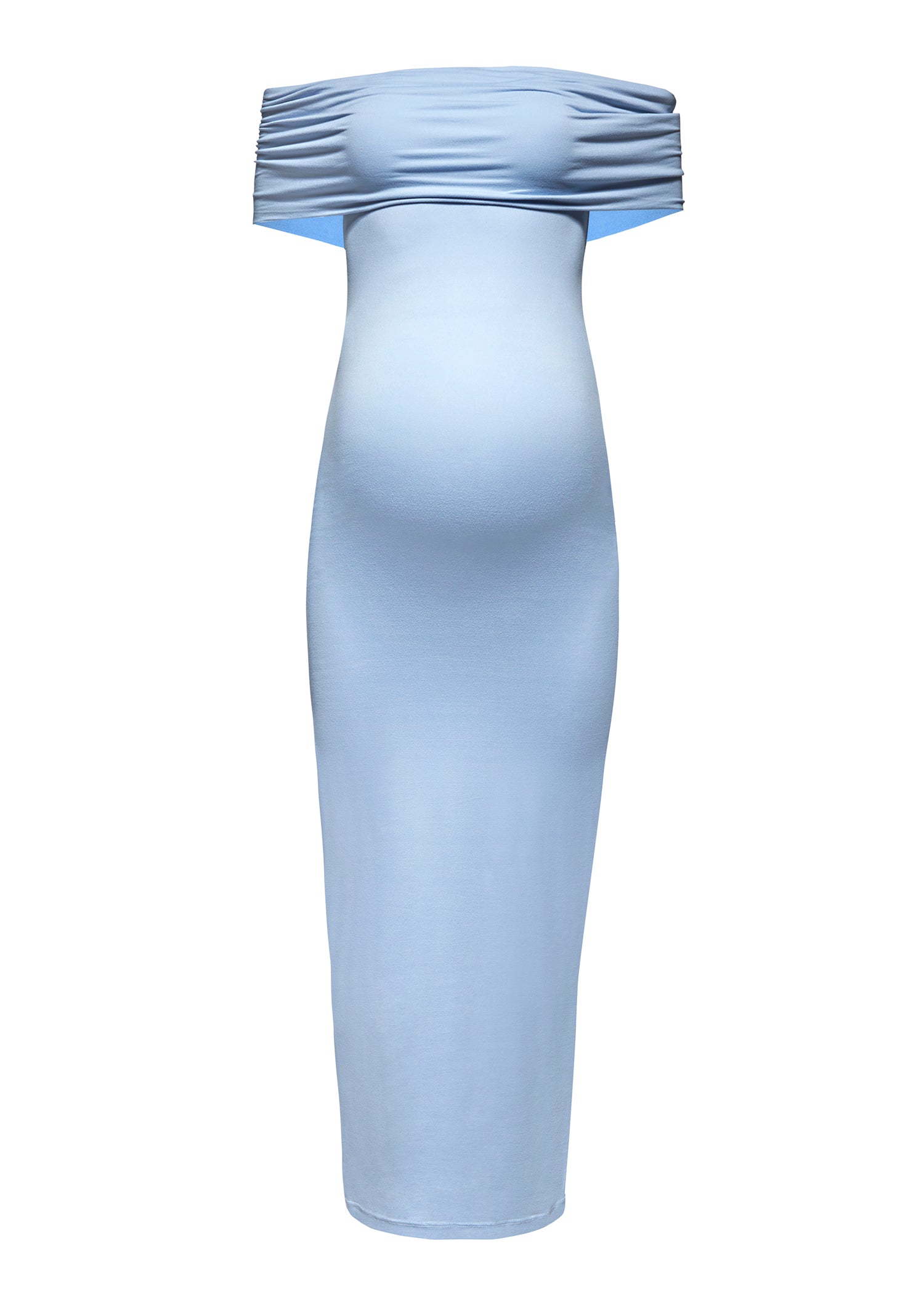 Bumpsuit Maternity The Bianca Off The Shoulder Evening Dress in Powder Blue