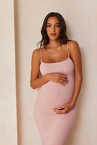 Bumpsuit Maternity The Brigitte Midi Dress in Dusty Pink