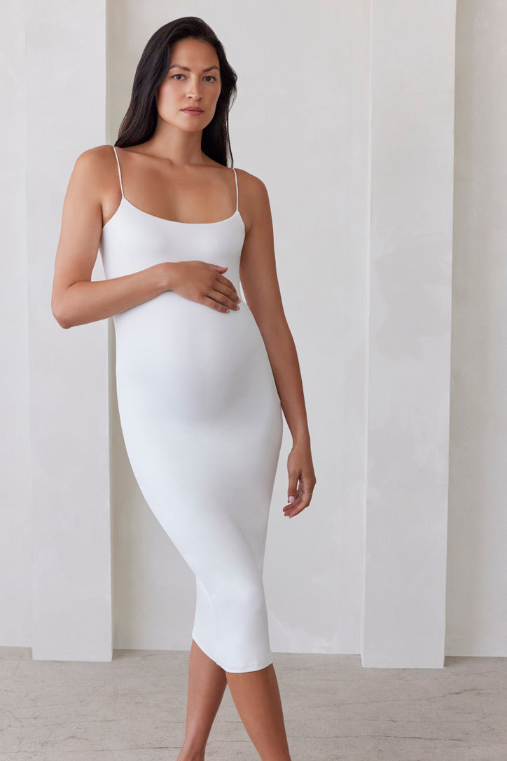 Bumpsuit Maternity The Brigitte Midi Dress in Ivory