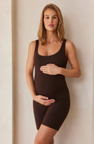 Bumpsuit Maternity The Cindy Romper Jumpsuit in Chocolate