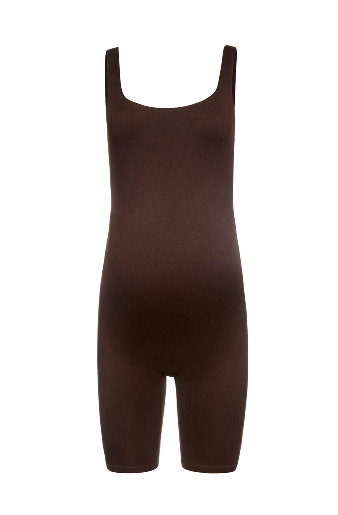 Bumpsuit Maternity The Cindy Romper Jumpsuit in Chocolate