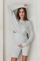 Bumpsuit Maternity The cotton cloud crop long sleeve tee in heather grey