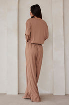 Bumpsuit Maternity Loungewear The cloud Crop Long Sleeve Tee in Latte