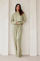 Bumpsuit Maternity Loungewear The cloud Crop Long Sleeve Tee in Moss