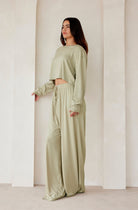 Bumpsuit Maternity Loungewear The cloud Crop Long Sleeve Tee in Moss