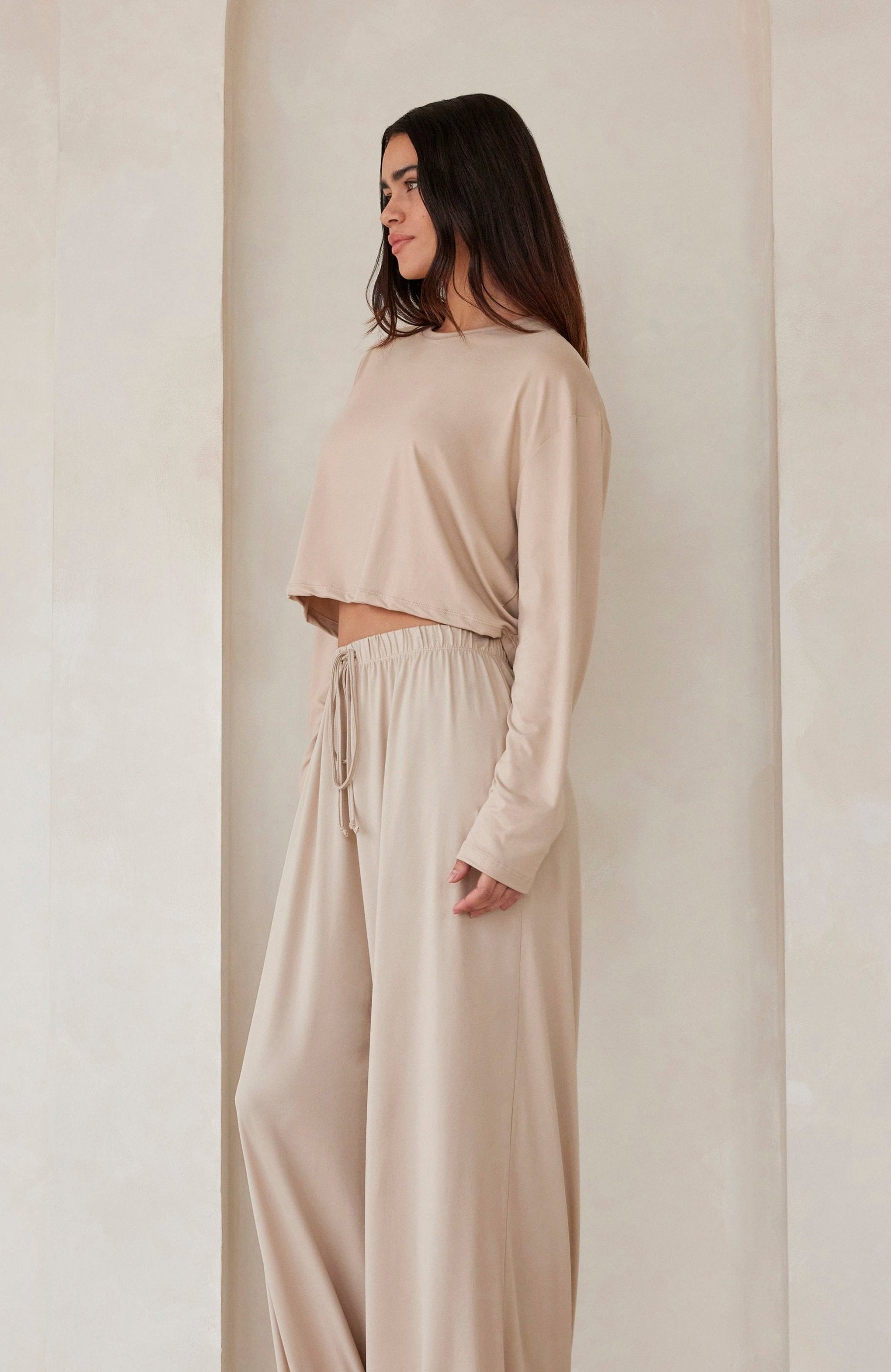 Bumpsuit Maternity The Cloud Crop Long Sleeve Tee in Oat