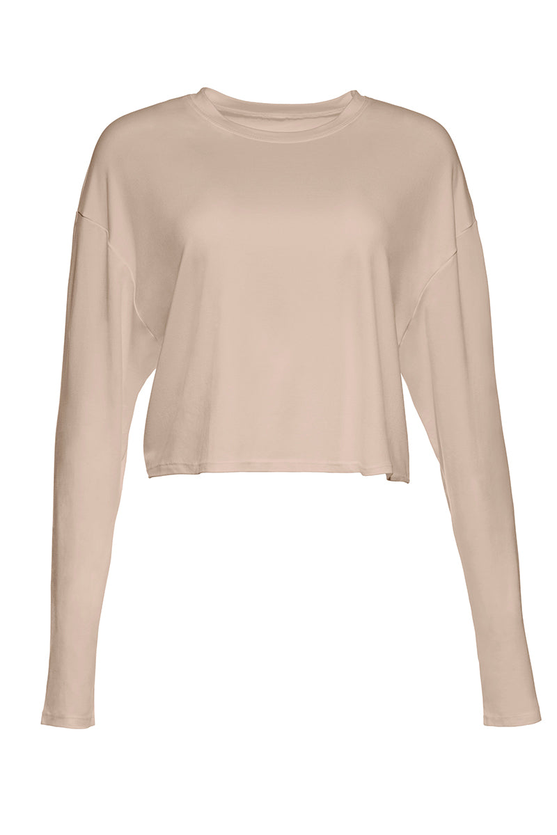 Bumpsuit Maternity The Cloud Crop Long Sleeve Tee in Oat