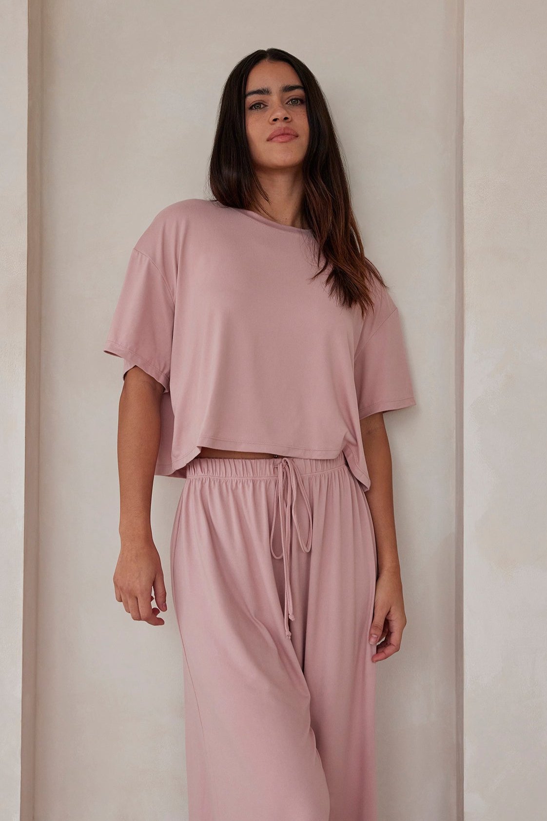 Bumpsuit Maternity The Cloud Crop Short Sleeve Tee in Dusty Rose