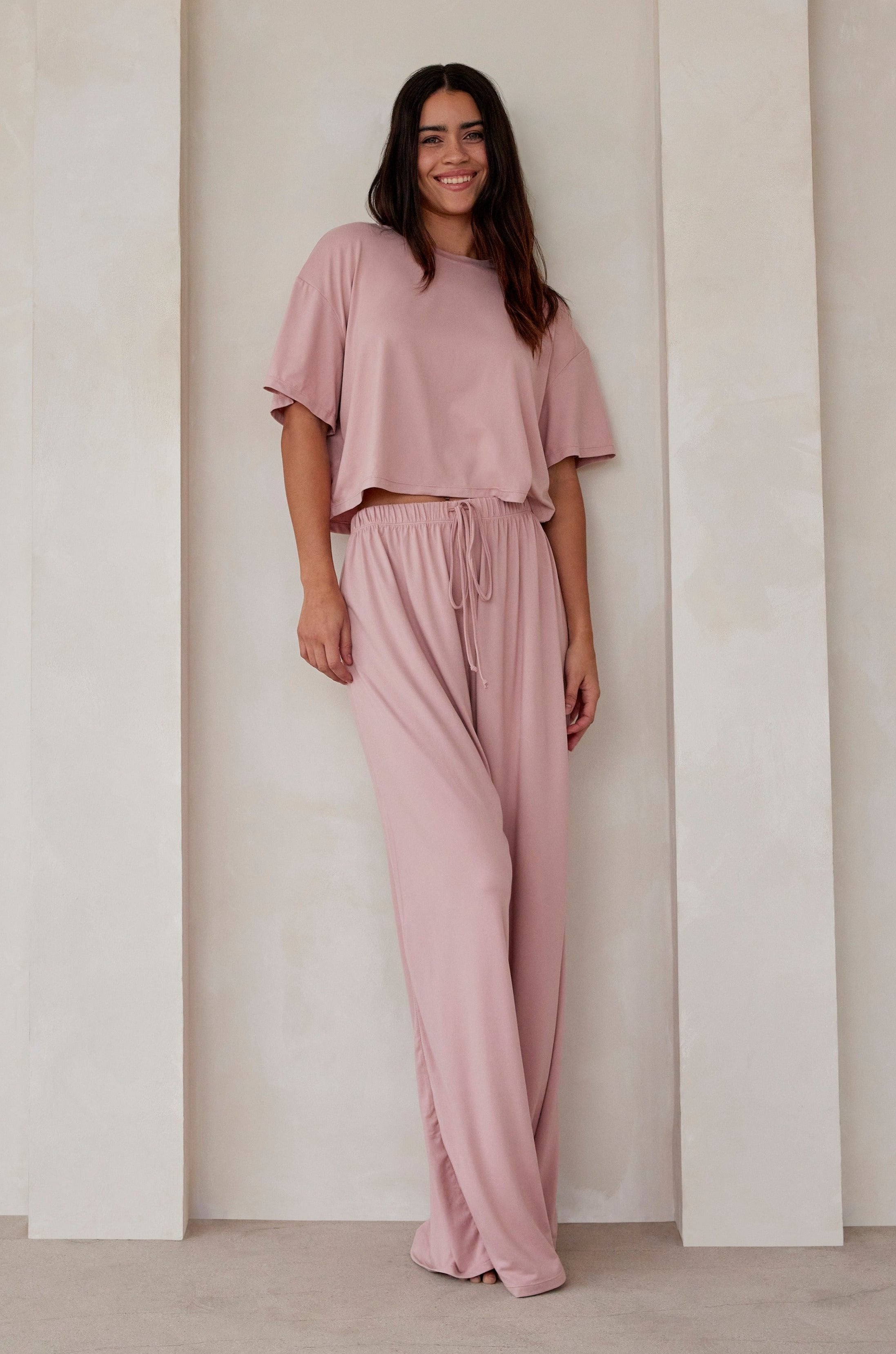 Bumpsuit Maternity The Cloud Crop Short Sleeve Tee in Dusty Rose