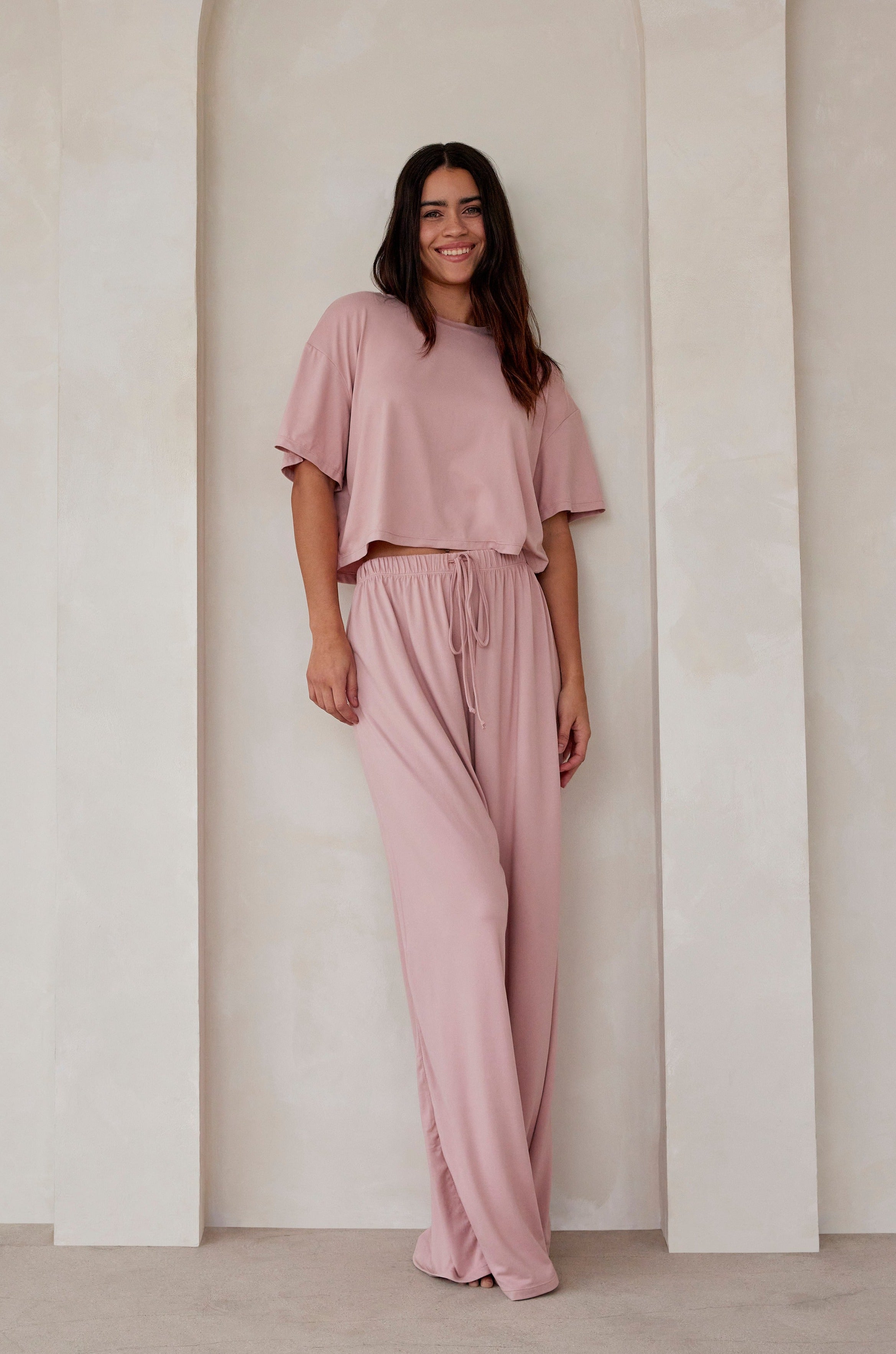 Bumpsuit Maternity The Cloud Crop Short Sleeve Tee in Dusty Rose