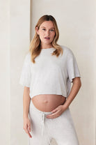 Bumpsuit Maternity the cloud crop short sleeve tee heather grey