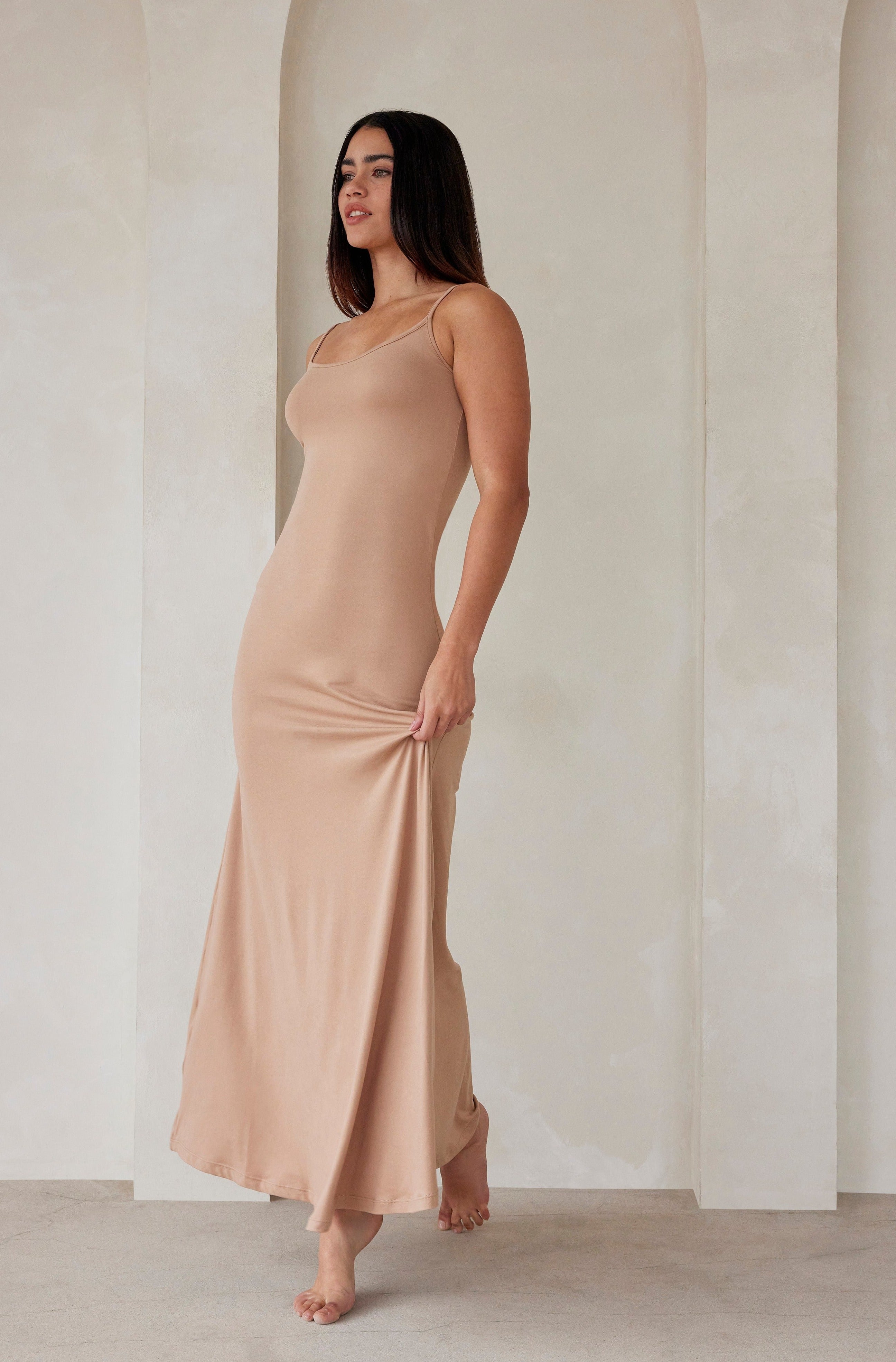 Bumpsuit Maternity The Cloud Maxi Dress in Latte