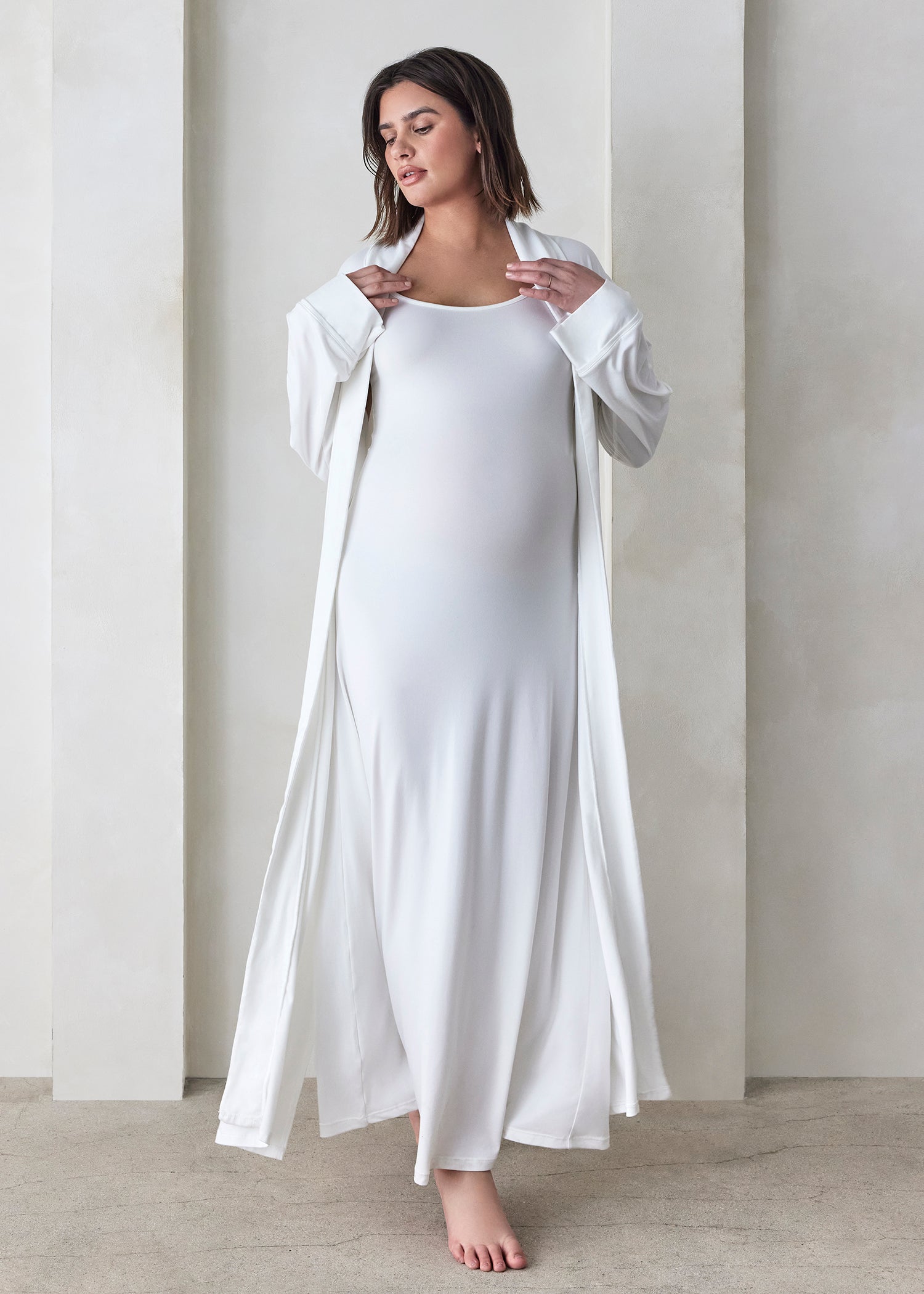 Bumpsuit Maternity Loungewear The Cloud Robe in Ivory