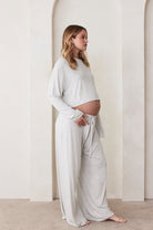 Bumpsuit Maternity The Cotton Cloud Crop Long Sleeve Tee in Heather Grey