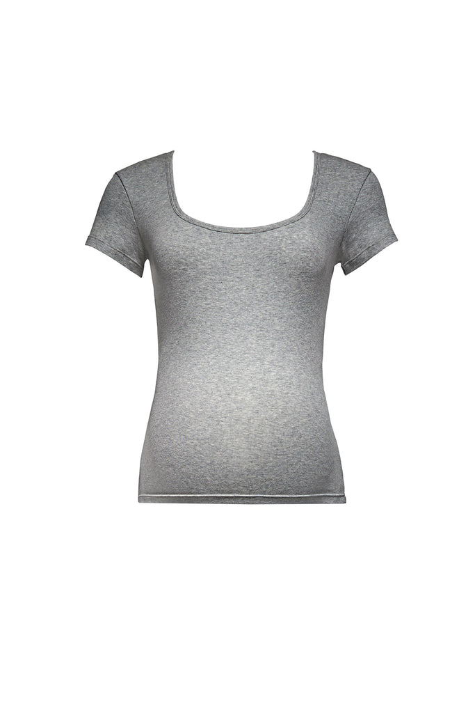 Bumpsuit Maternity the cotton rib 90s scoop neck tee in heather grey