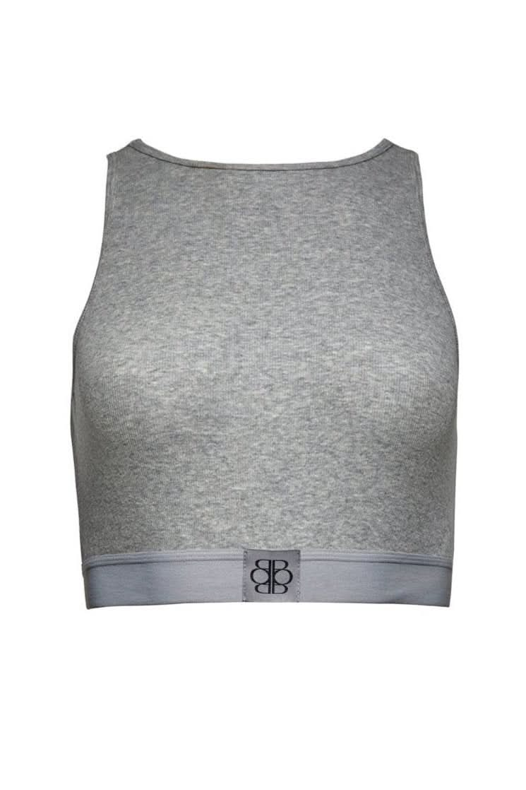 Bumpsuit Maternity The Cotton Rib Crop Top in heather grey