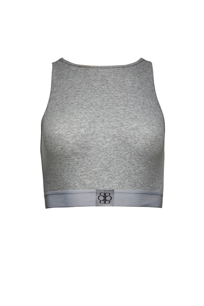 Bumpsuit Maternity The Cotton Rib Crop Top in heather grey