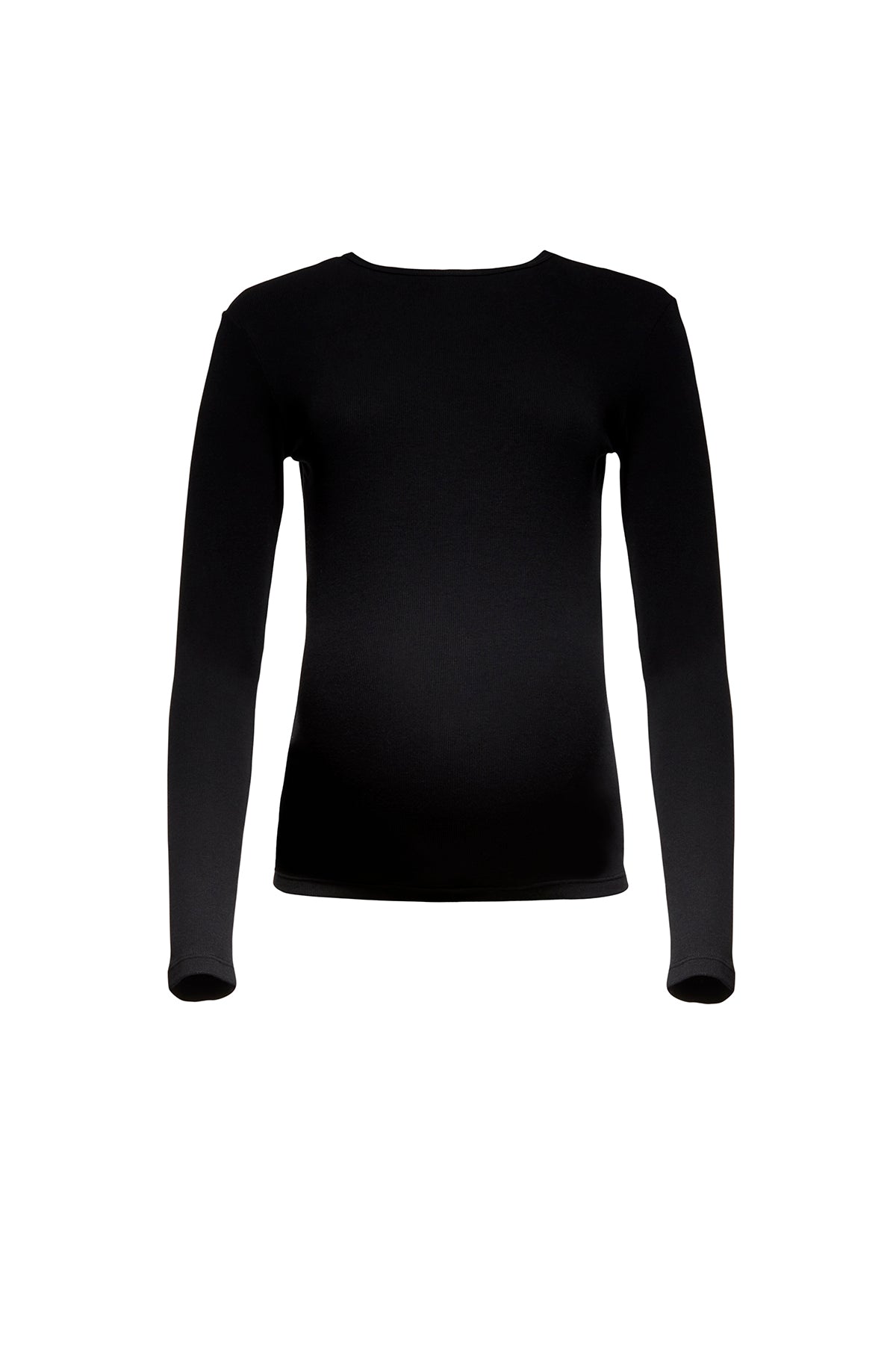 bumpsuit maternity cotton rib long sleeve top in black